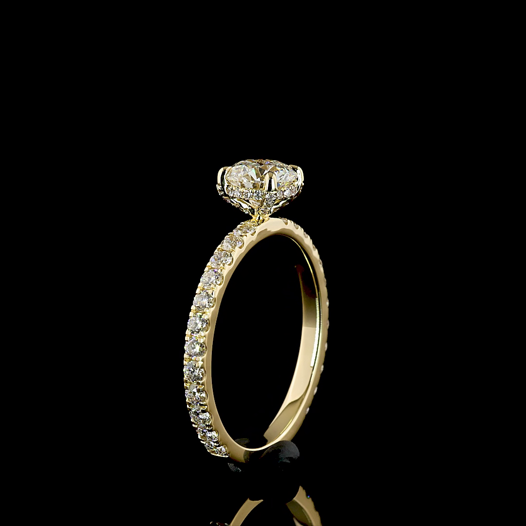 1.86 Cts 14K YELLOW GOLD Round Shape Hidden Halo Ring