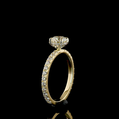 1.86 Cts 14K YELLOW GOLD Round Shape Hidden Halo Ring