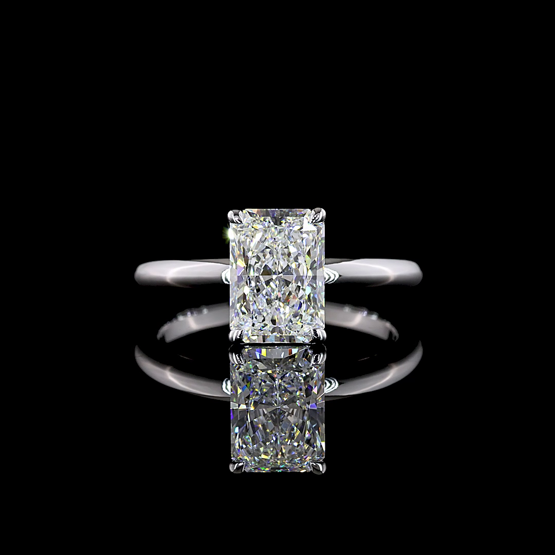2.06 Cts 14K WHITE GOLD Radiant Shape Solitaire Ring