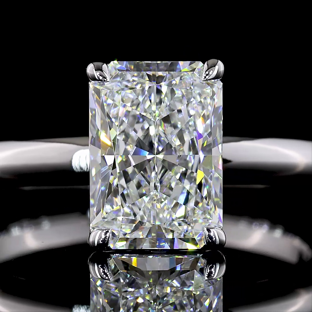 2.06 Cts 14K WHITE GOLD Radiant Shape Solitaire Ring