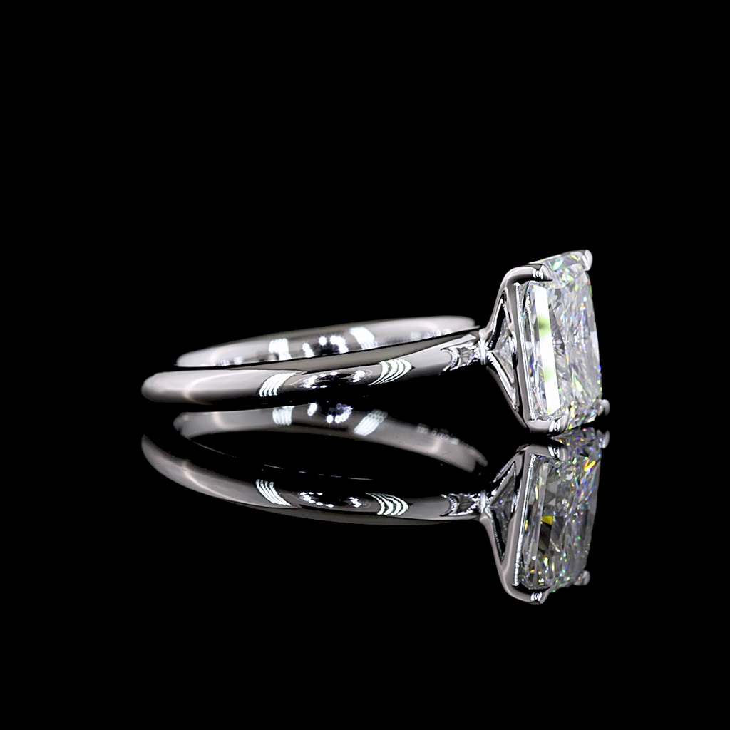 2.06 Cts 14K WHITE GOLD Radiant Shape Solitaire Ring