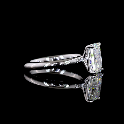 2.06 Cts 14K WHITE GOLD Radiant Shape Solitaire Ring
