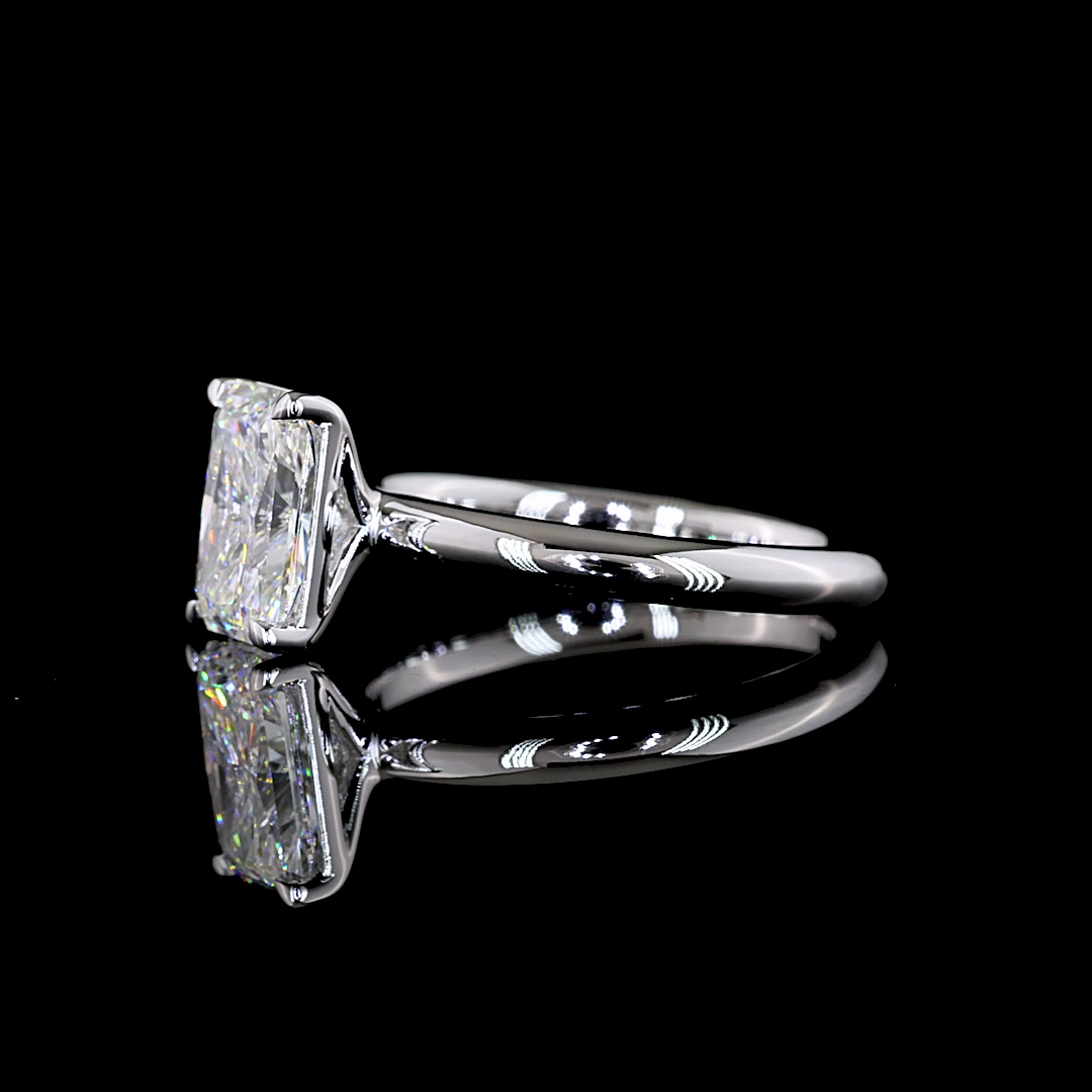 2.06 Cts 14K WHITE GOLD Radiant Shape Solitaire Ring