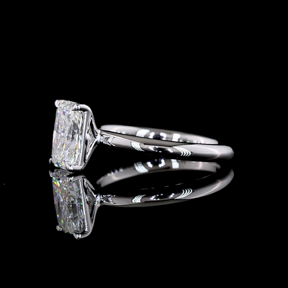 2.06 Cts 14K WHITE GOLD Radiant Shape Solitaire Ring