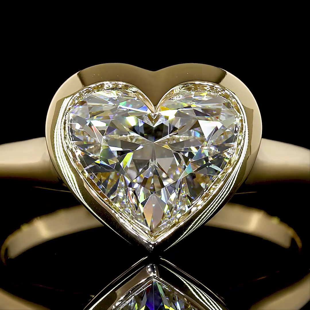 2.51 Cts 14K YELLOW GOLD Heart Shape Solitaire Ring