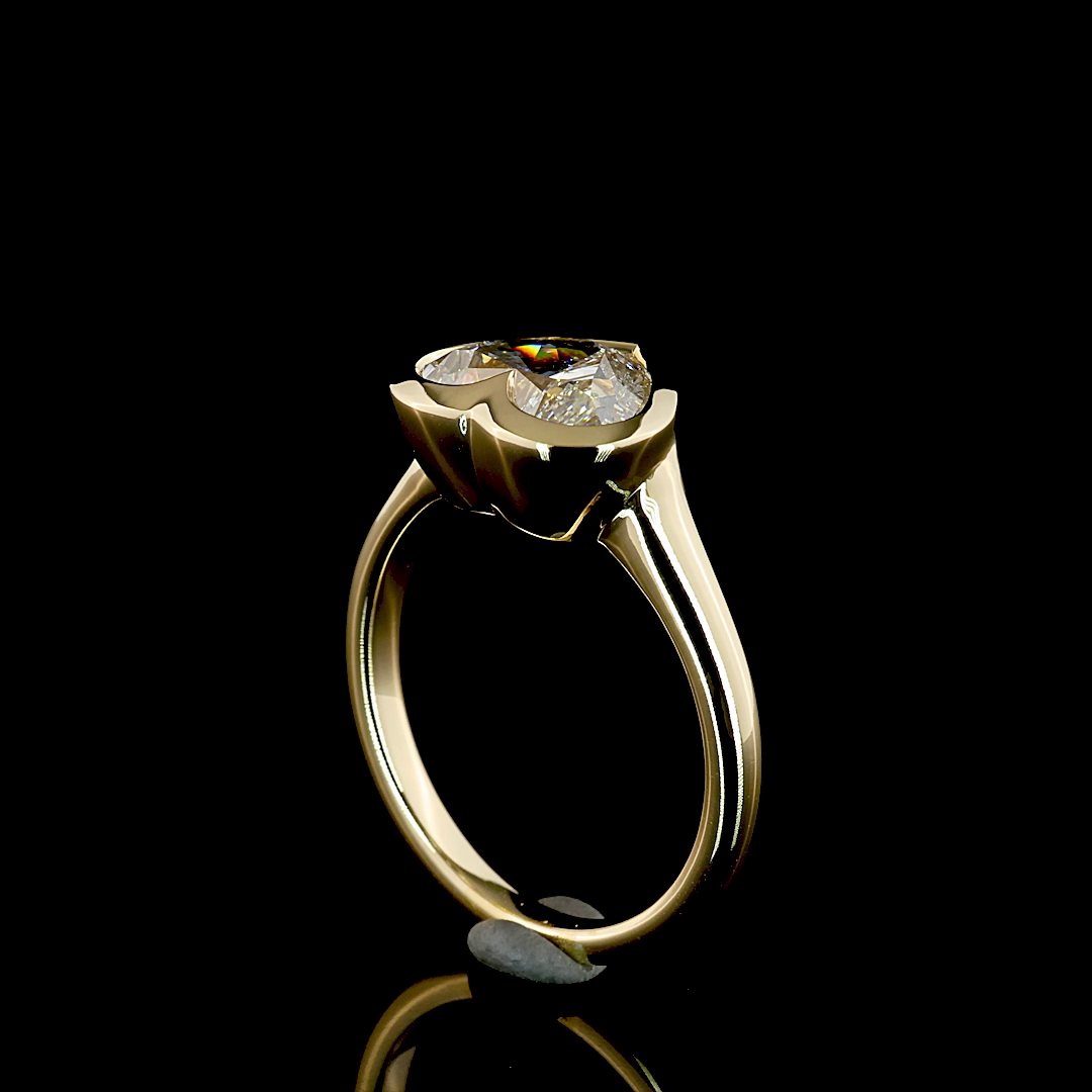 2.51 Cts 14K YELLOW GOLD Heart Shape Solitaire Ring