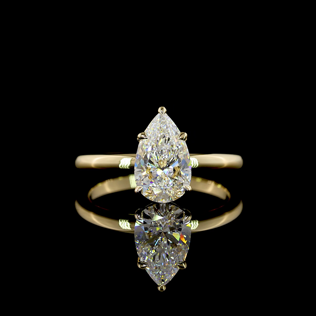 1.32 Cts 14K YELLOW GOLD Pear Shape Solitaire Ring