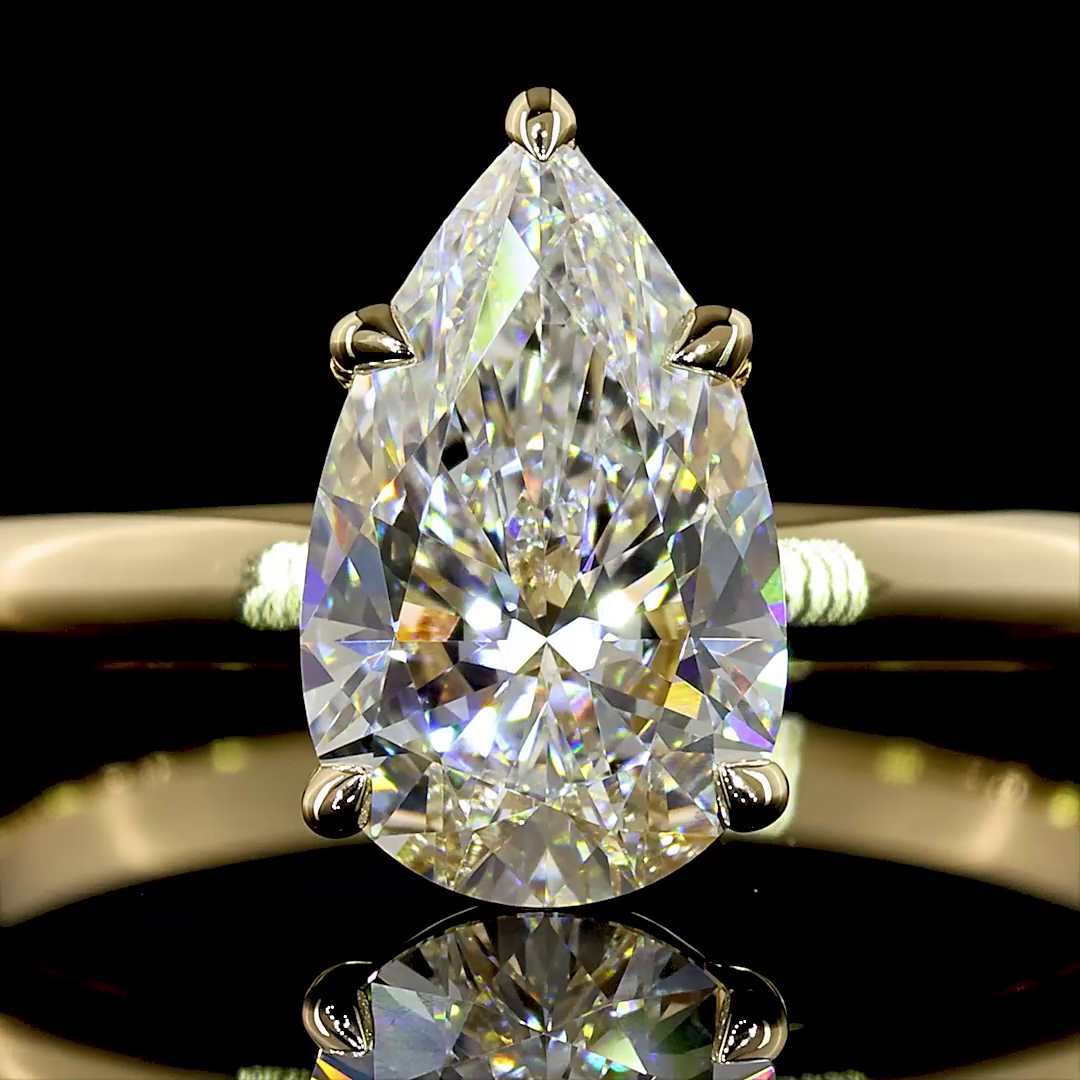 1.32 Cts 14K YELLOW GOLD Pear Shape Solitaire Ring