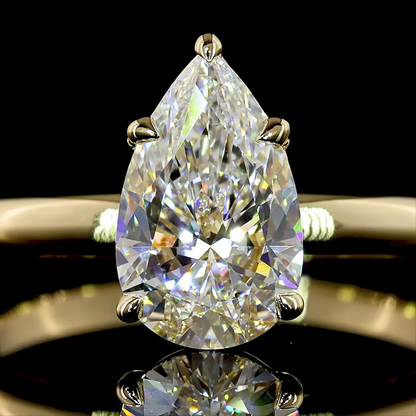 1.32 Cts 14K YELLOW GOLD Pear Shape Solitaire Ring