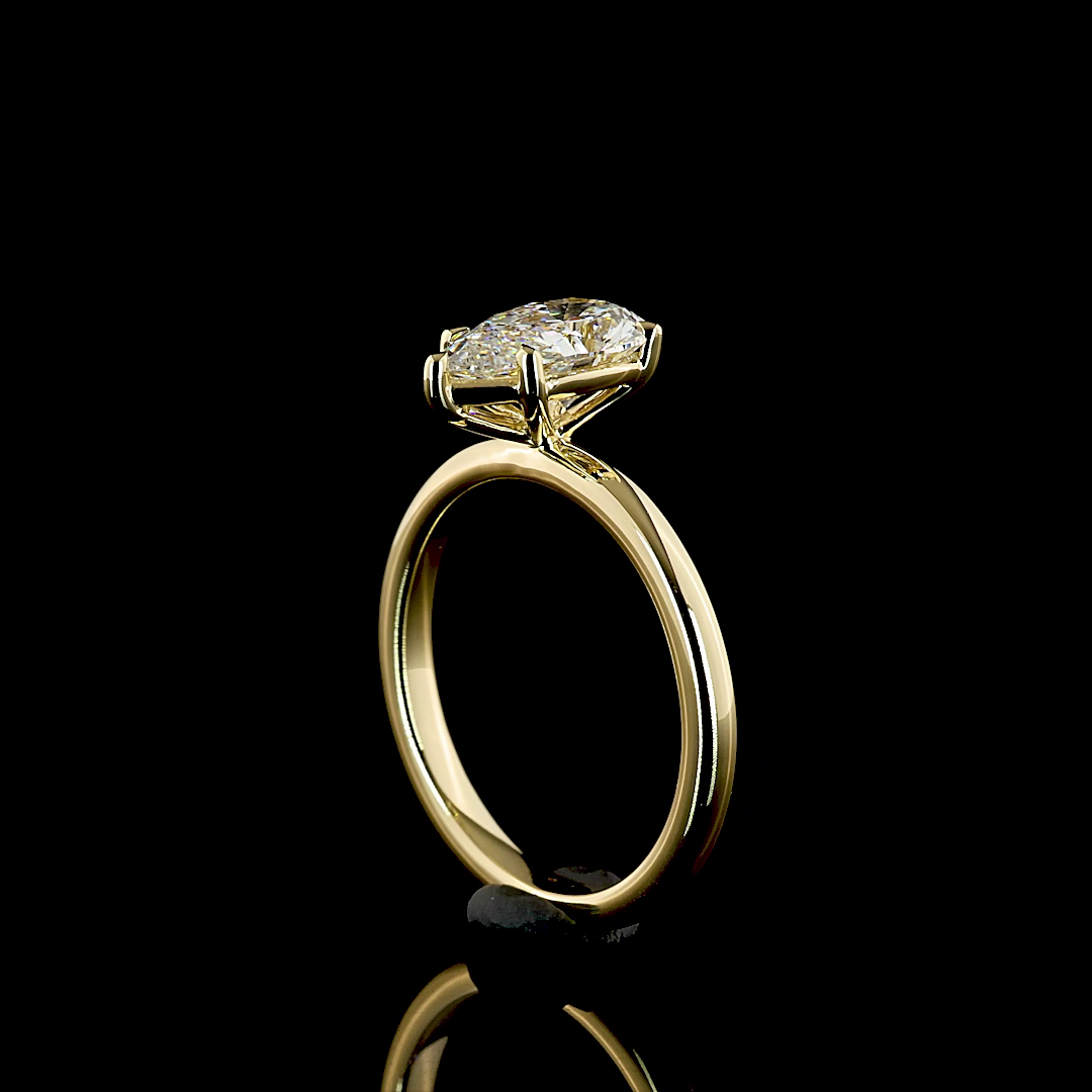 1.32 Cts 14K YELLOW GOLD Pear Shape Solitaire Ring