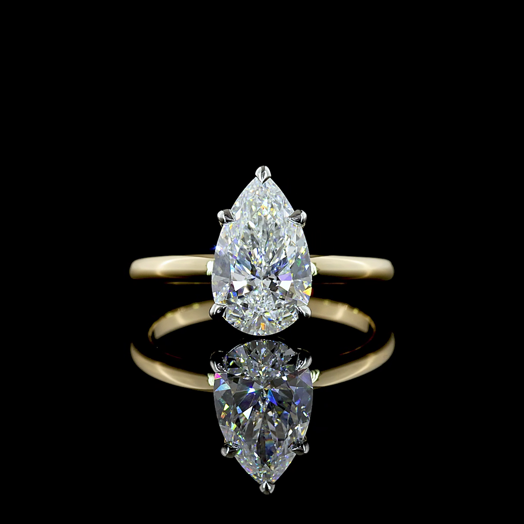 2.06 Cts 14K YELLOW GOLD Pear Shape Solitaire Ring