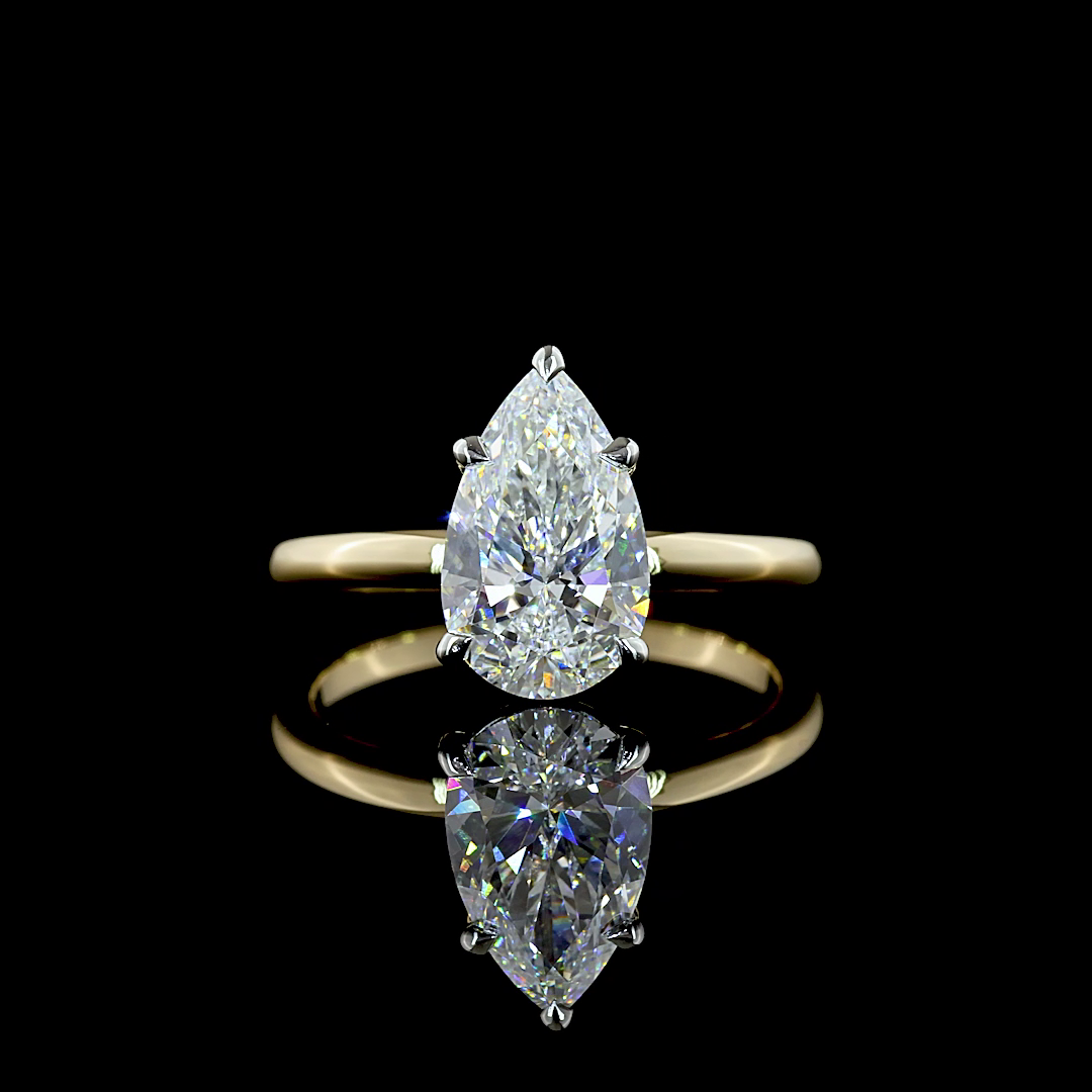 2.06 Cts 14K YELLOW GOLD Pear Shape Solitaire Ring