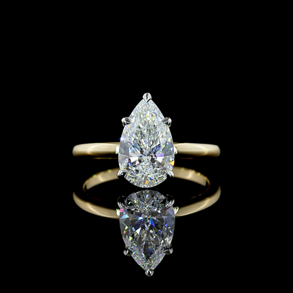 2.06 Cts 14K YELLOW GOLD Pear Shape Solitaire Ring