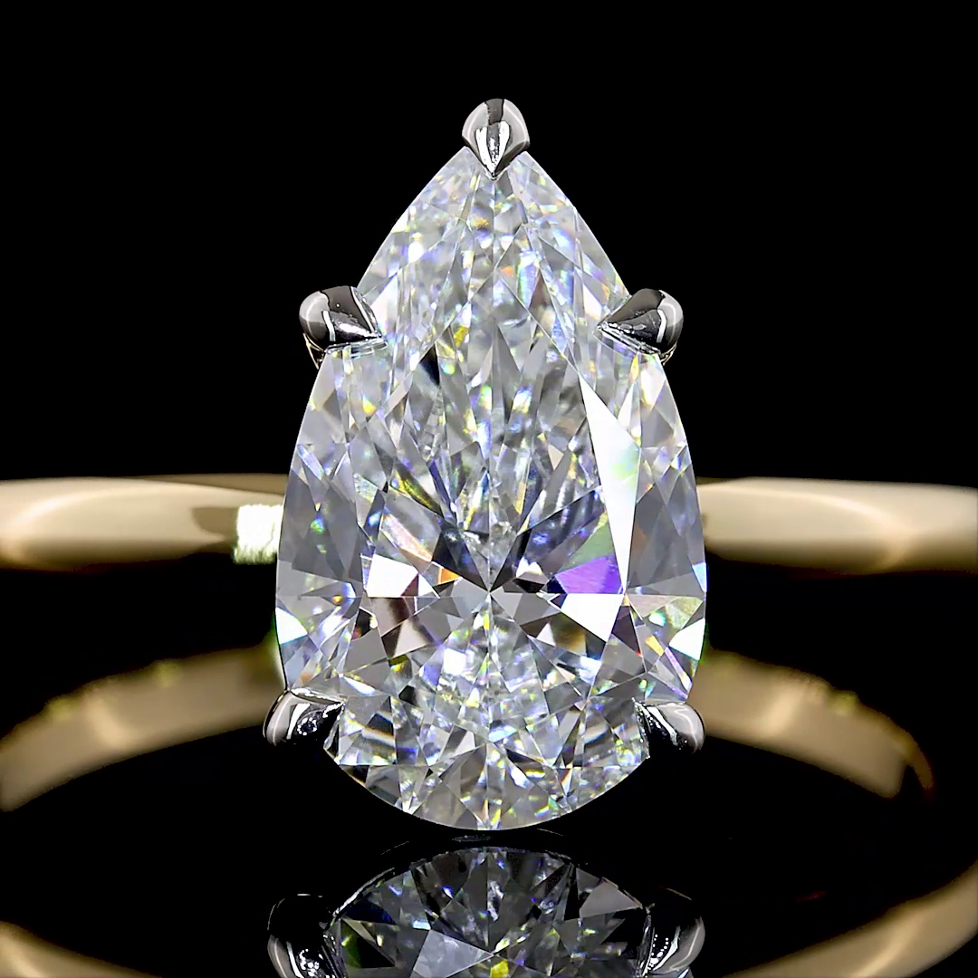 2.06 Cts 14K YELLOW GOLD Pear Shape Solitaire Ring