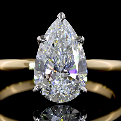 2.06 Cts 14K YELLOW GOLD Pear Shape Solitaire Ring
