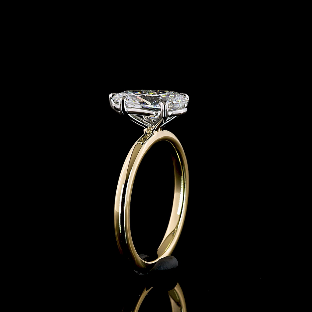 2.06 Cts 14K YELLOW GOLD Pear Shape Solitaire Ring