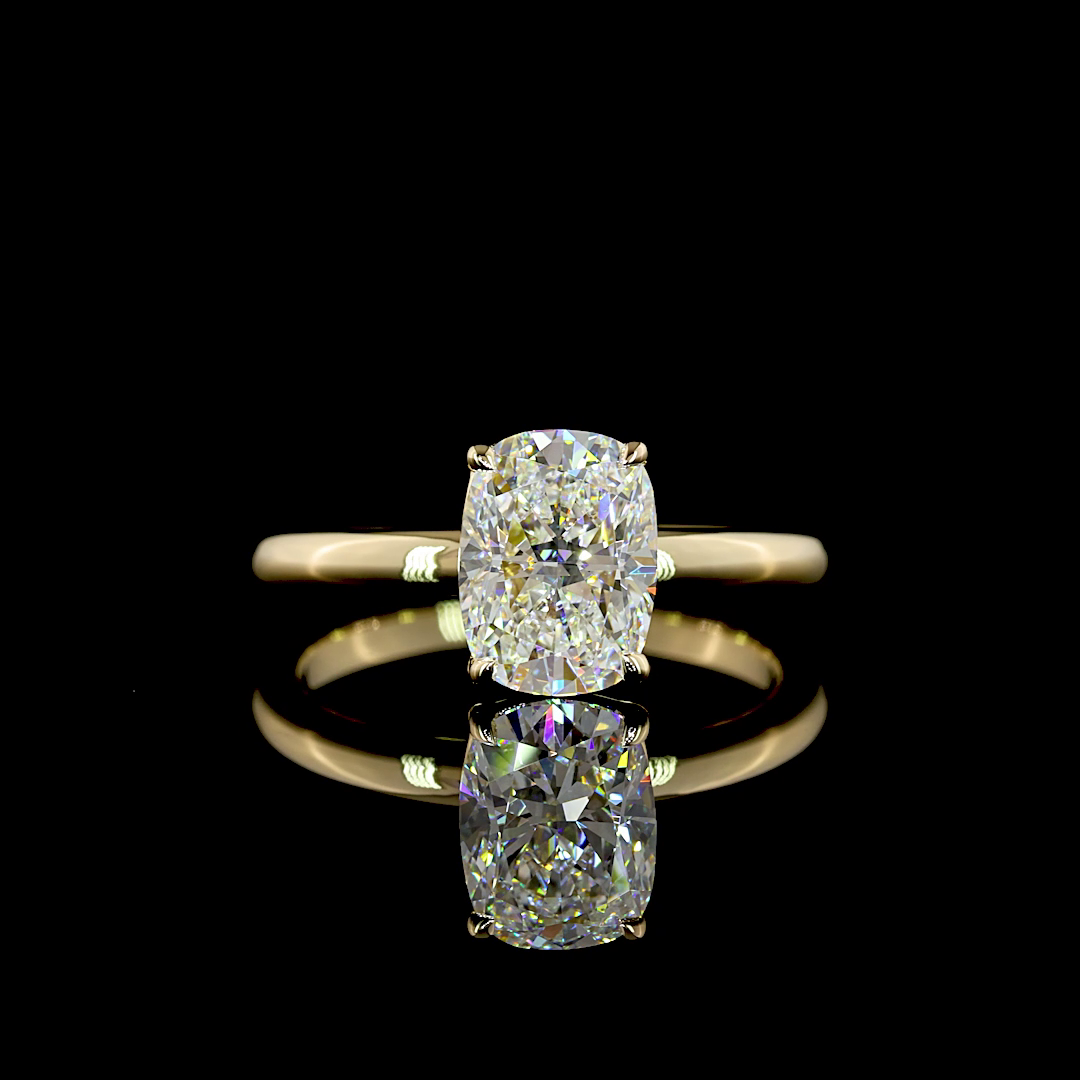 1.51 Cts 14K YELLOW GOLD Cushion Brilliant Shape Solitaire Ring