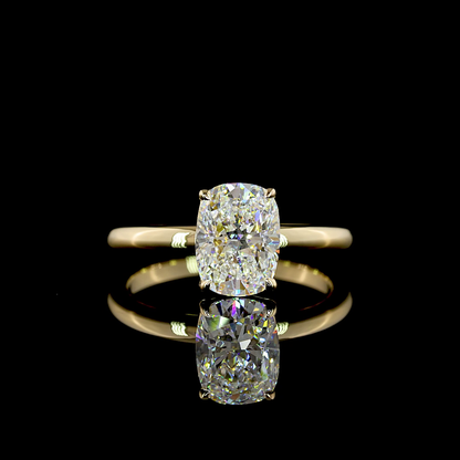1.51 Cts 14K YELLOW GOLD Cushion Brilliant Shape Solitaire Ring
