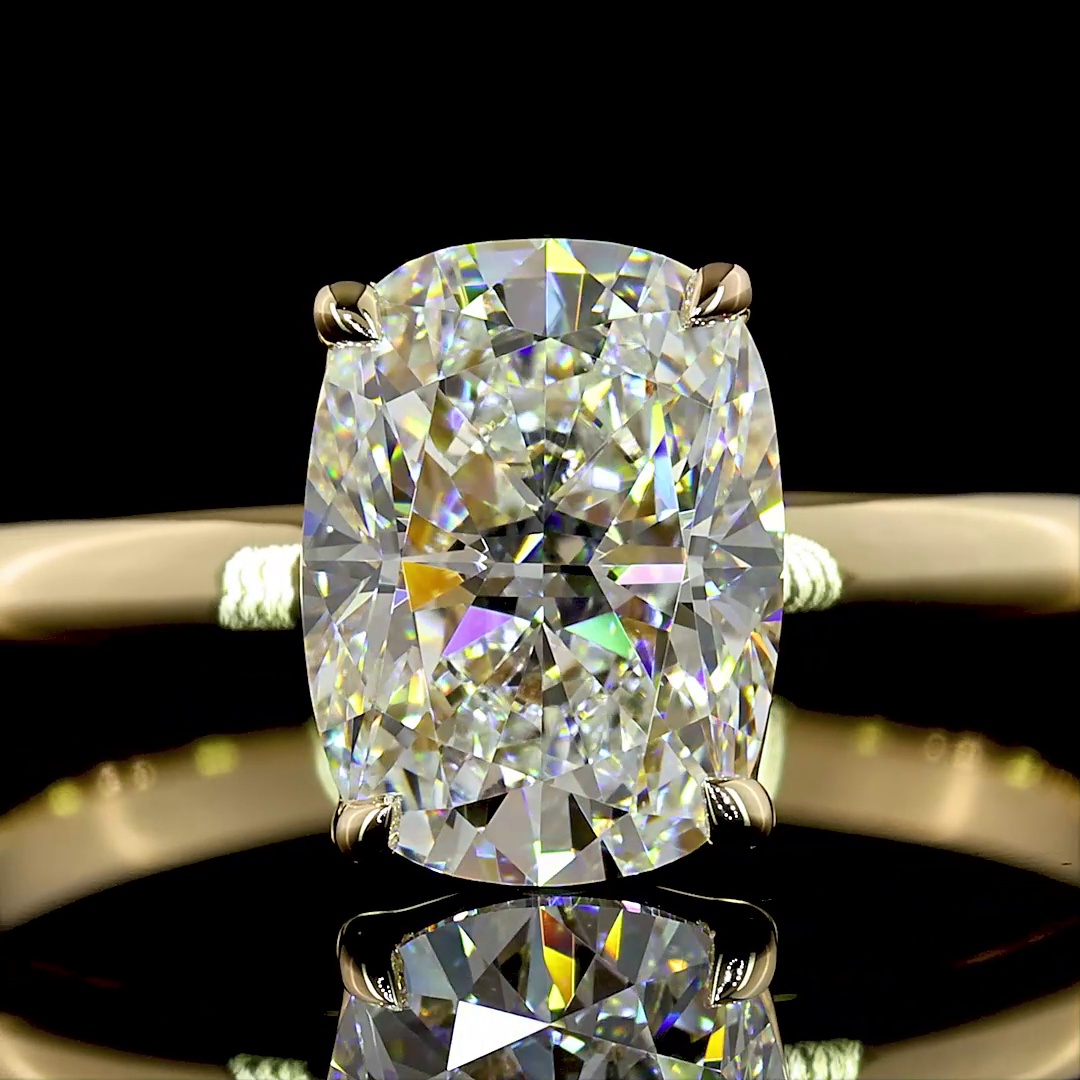 1.51 Cts 14K YELLOW GOLD Cushion Brilliant Shape Solitaire Ring