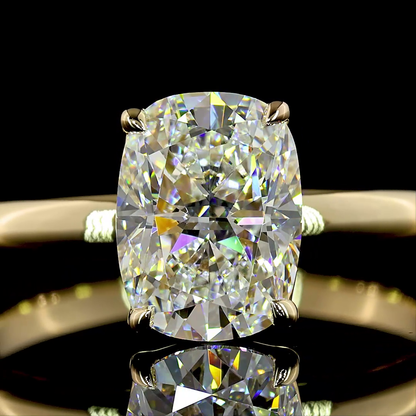 1.51 Cts 14K YELLOW GOLD Cushion Brilliant Shape Solitaire Ring