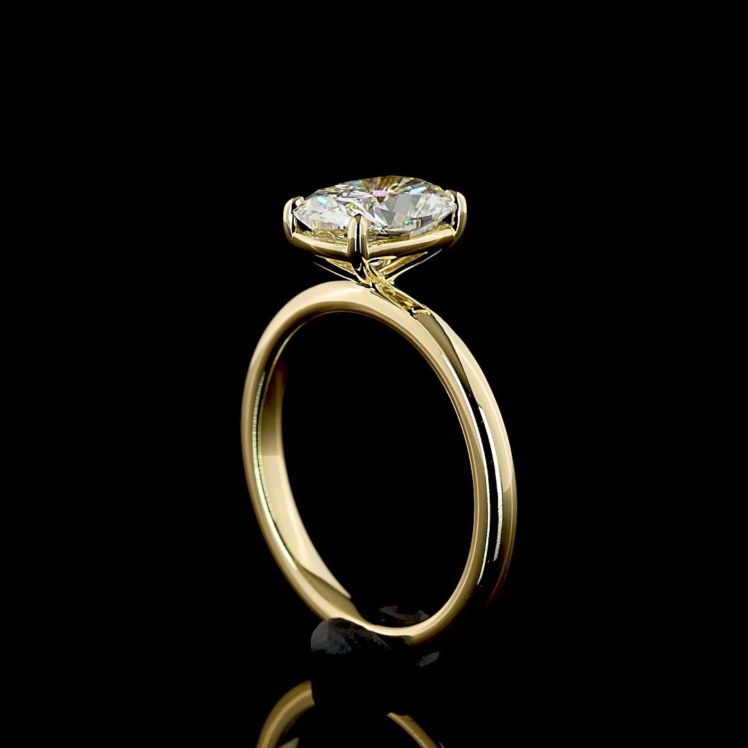 1.51 Cts 14K YELLOW GOLD Cushion Brilliant Shape Solitaire Ring