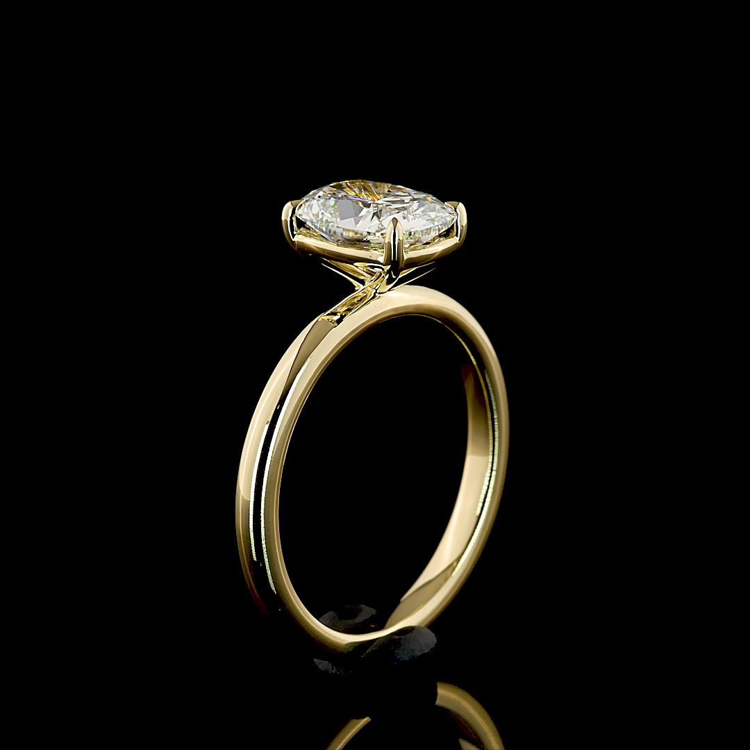1.51 Cts 14K YELLOW GOLD Cushion Brilliant Shape Solitaire Ring