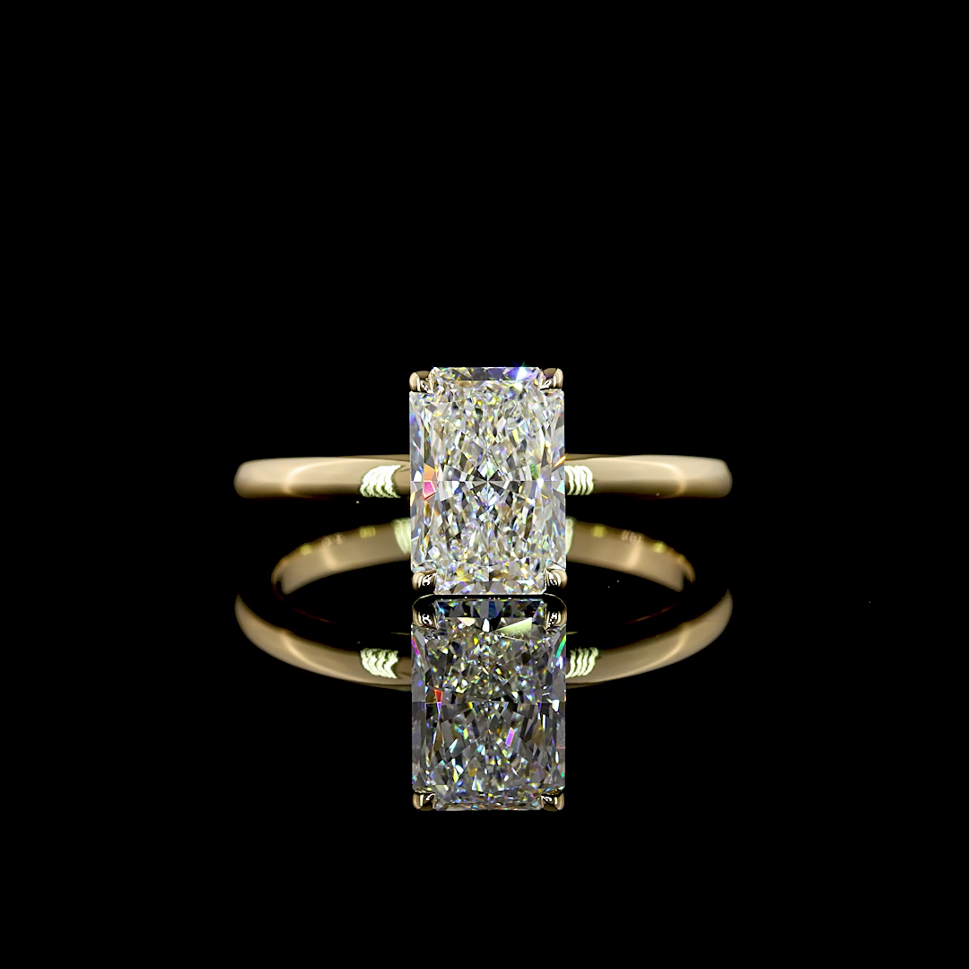 1.40 Cts 14K YELLOW GOLD Radiant Shape Solitaire Ring