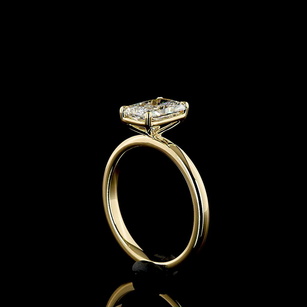 1.40 Cts 14K YELLOW GOLD Radiant Shape Solitaire Ring