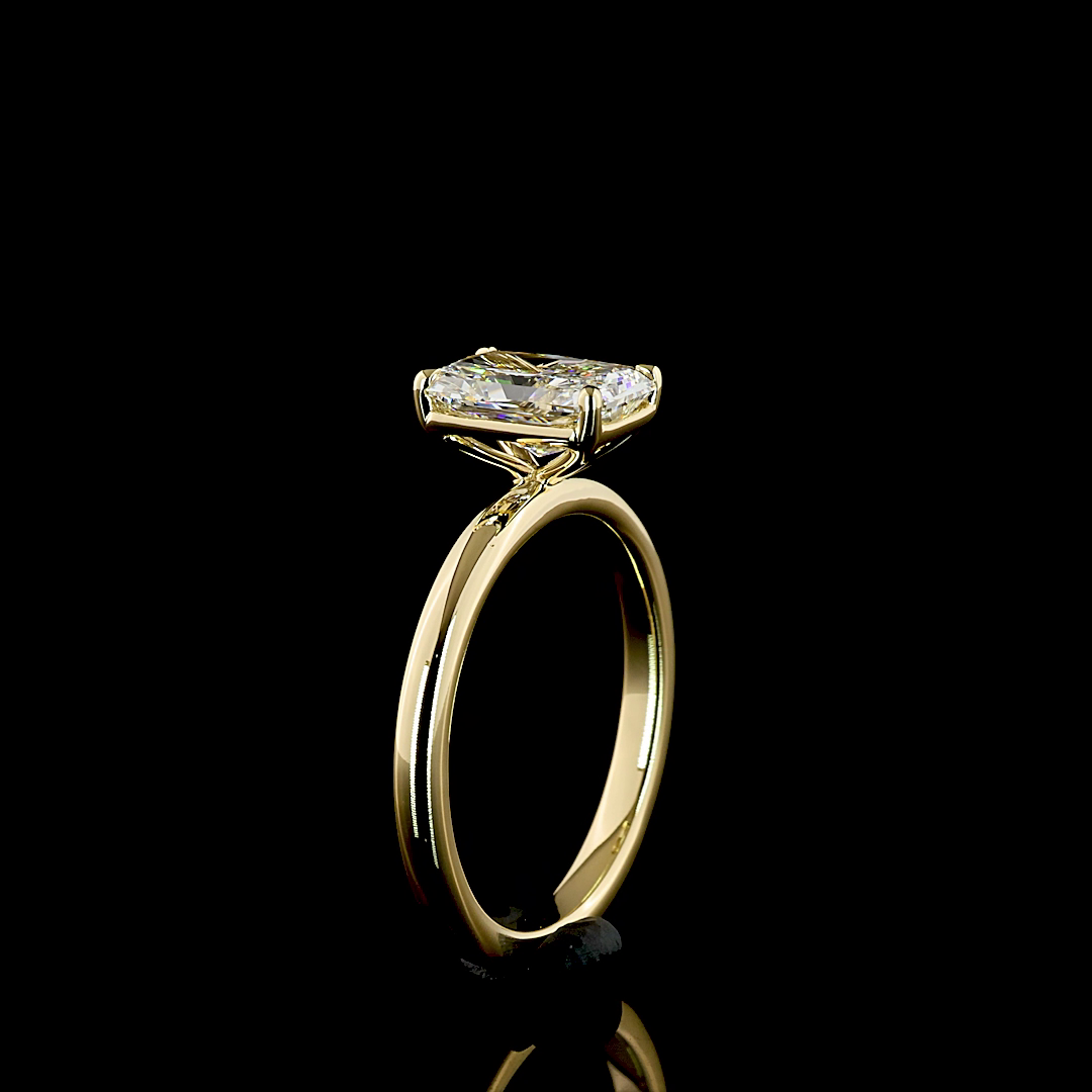 1.40 Cts 14K YELLOW GOLD Radiant Shape Solitaire Ring