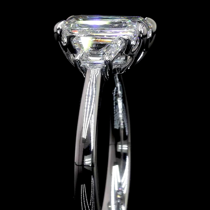 1.29 Cts 14K WHITE GOLD Emerald Shape 3 Stones Ring