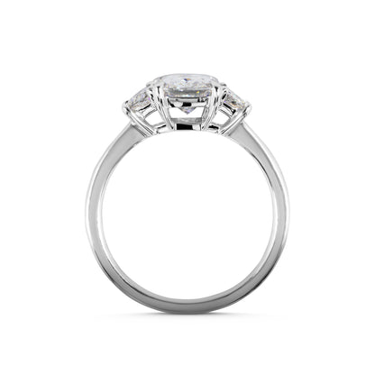 1.34 Cts 14K WHITE GOLD Radiant Shape 3 Stones Ring
