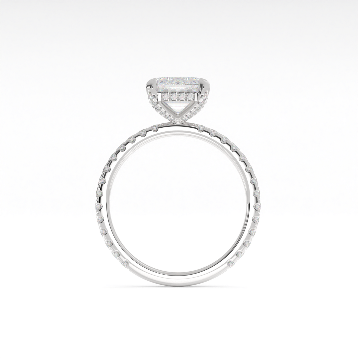 1.98 Cts 14K WHITE GOLD Emerald Shape Hidden Halo Ring