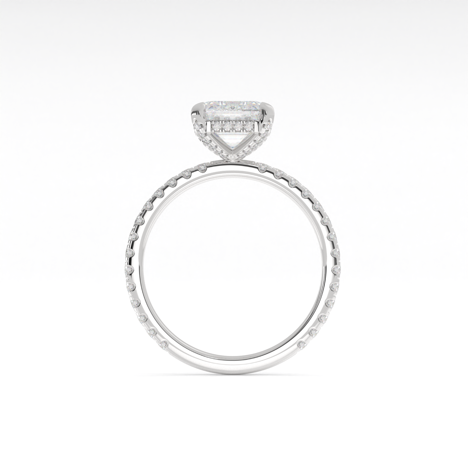 1.98 Cts 14K WHITE GOLD Emerald Shape Hidden Halo Ring