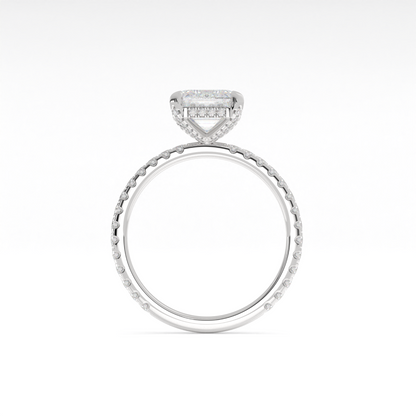 1.98 Cts 14K WHITE GOLD Emerald Shape Hidden Halo Ring