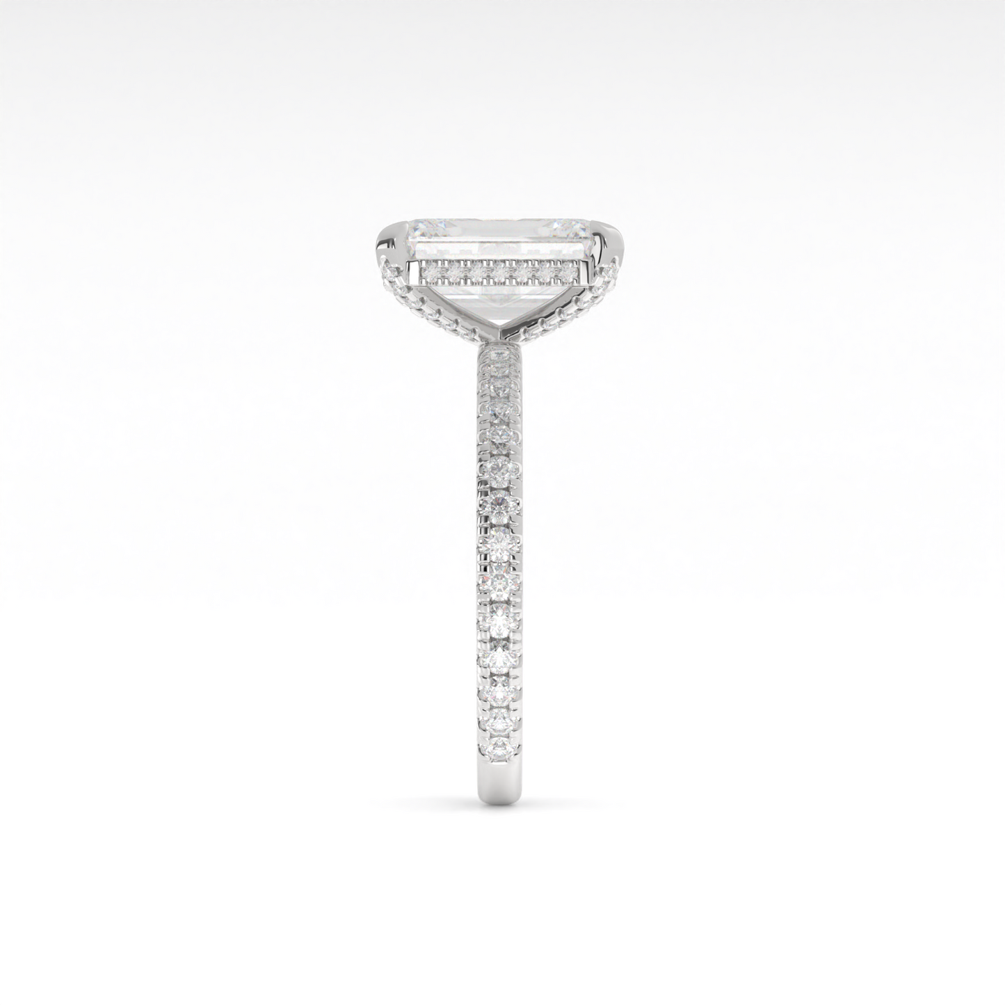 1.98 Cts 14K WHITE GOLD Emerald Shape Hidden Halo Ring