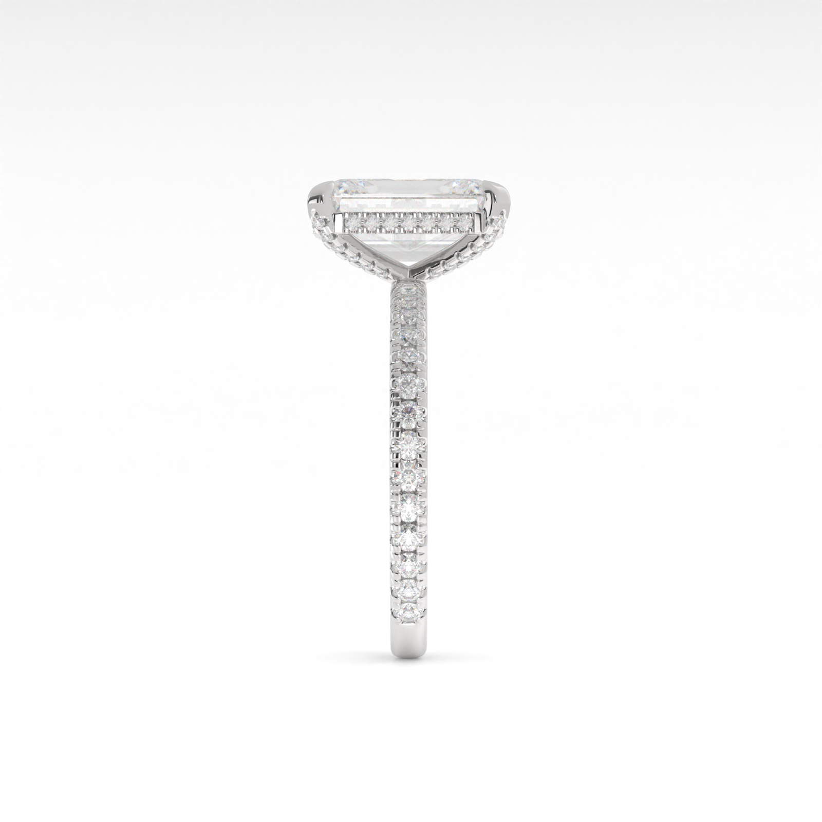 1.98 Cts 14K WHITE GOLD Emerald Shape Hidden Halo Ring