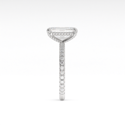 1.98 Cts 14K WHITE GOLD Emerald Shape Hidden Halo Ring