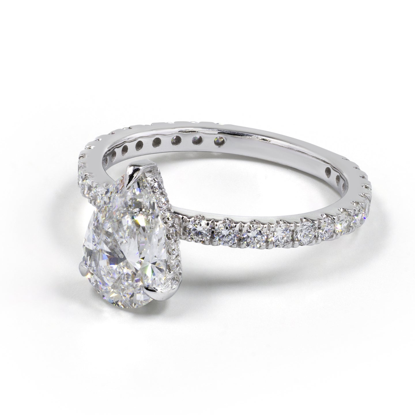2.24 Cts 14K WHITE GOLD Pear Shape Hidden Halo Ring
