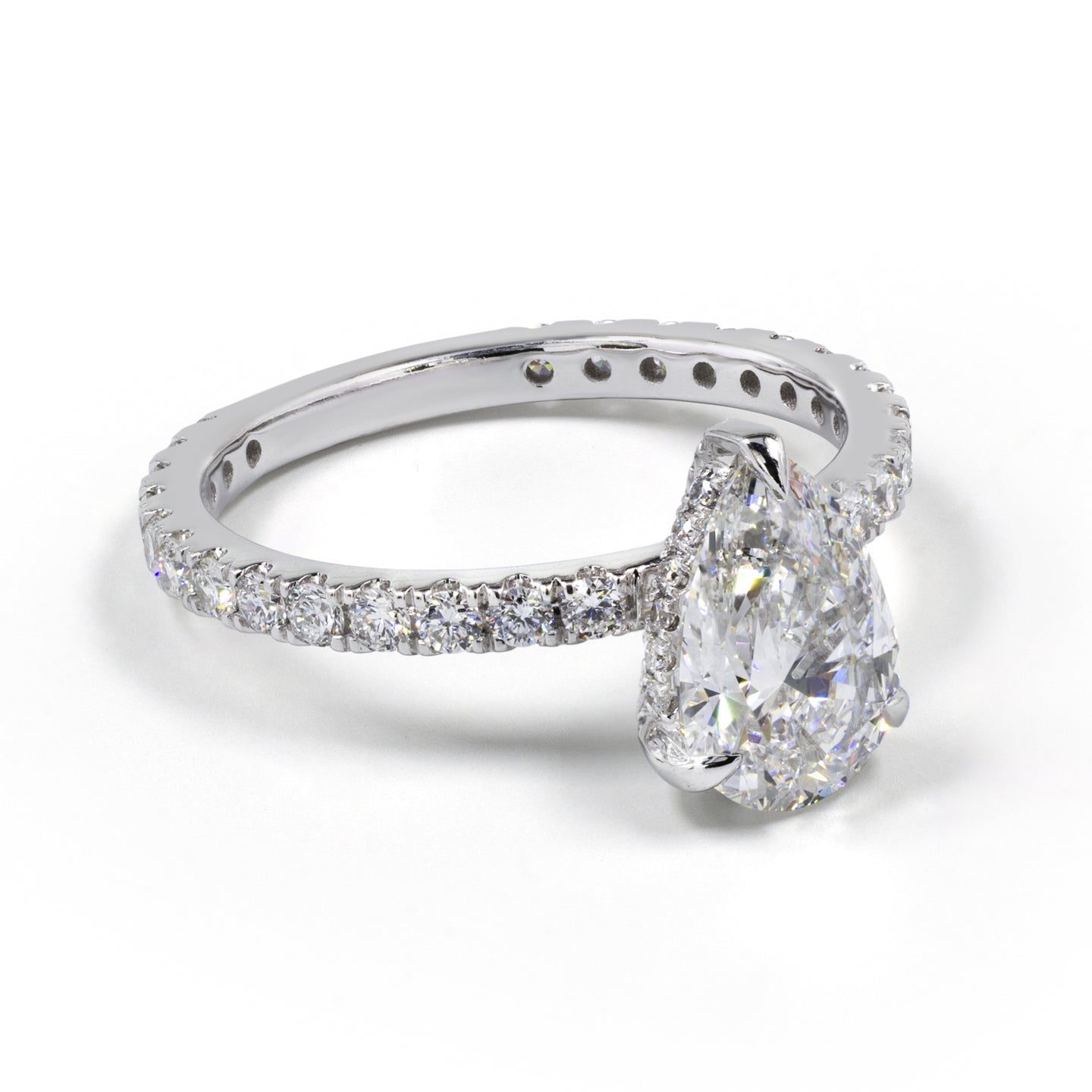 2.24 Cts 14K WHITE GOLD Pear Shape Hidden Halo Ring