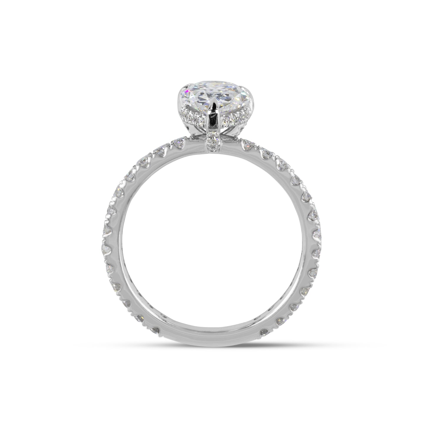 2.24 Cts 14K WHITE GOLD Pear Shape Hidden Halo Ring