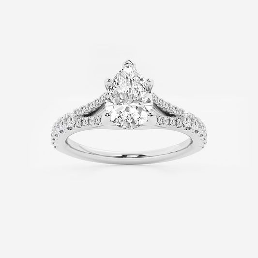1.00 Ct Pear Lab Grown Diamond Split Shank Engagement Ring