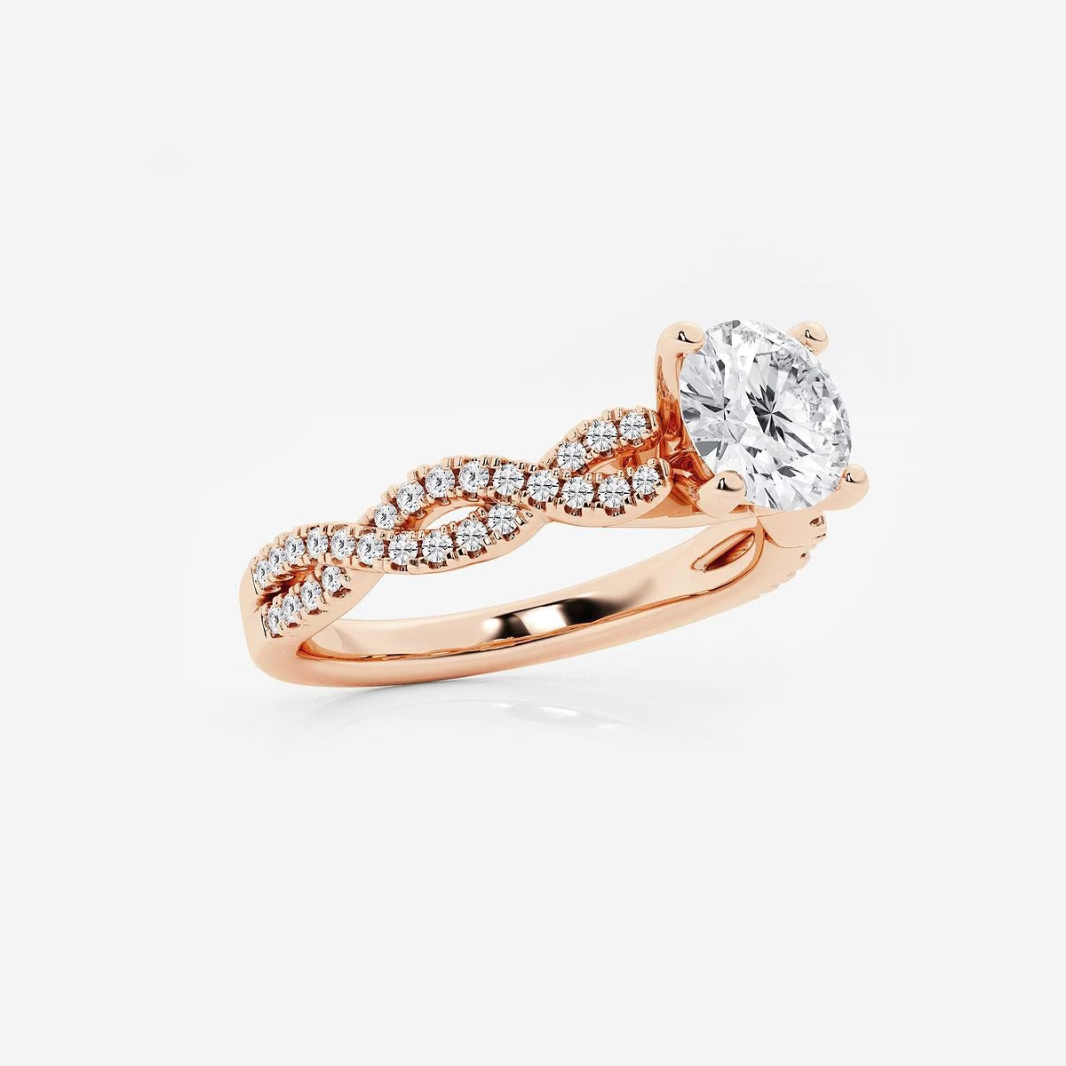 1.00 ctw Round Lab Grown Diamond Double Twist Engagement Ring