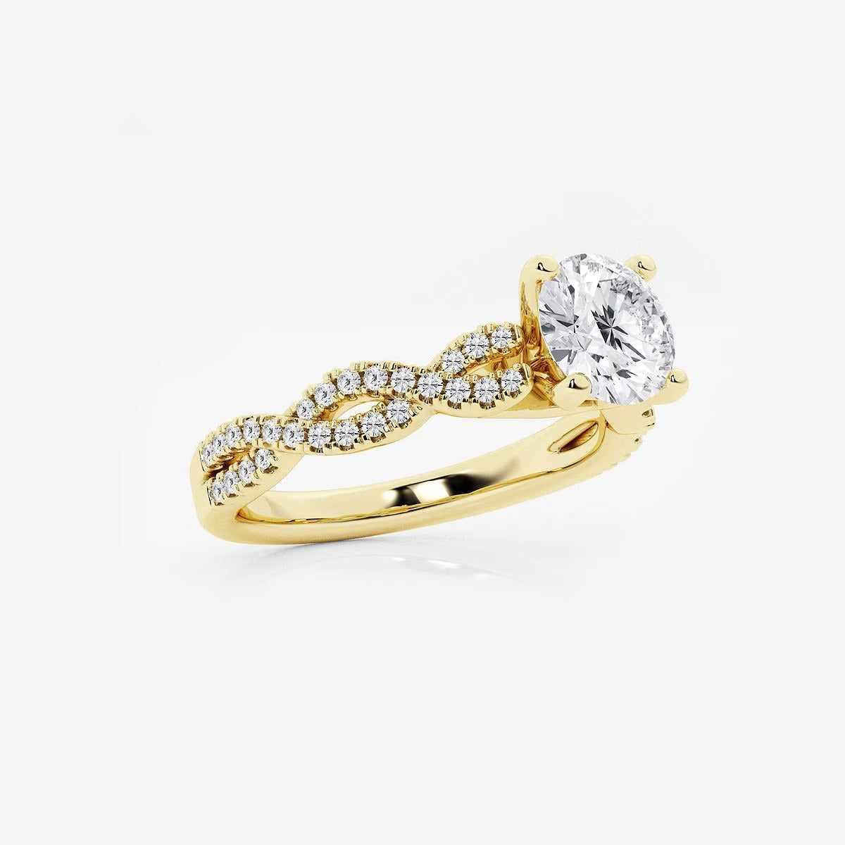 1.00 ctw Round Lab Grown Diamond Double Twist Engagement Ring
