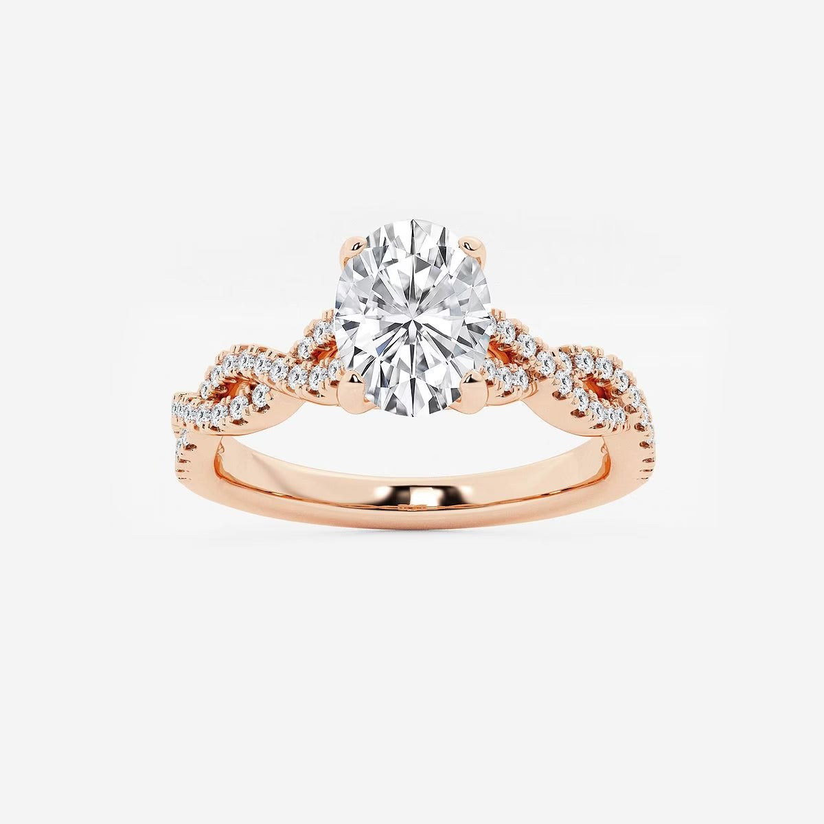 1.25 Ctw Oval Lab Grown Diamond Double Twist Engagement Ring