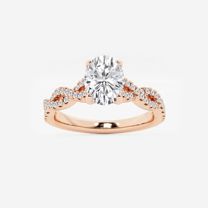 1.25 Ctw Oval Lab Grown Diamond Double Twist Engagement Ring