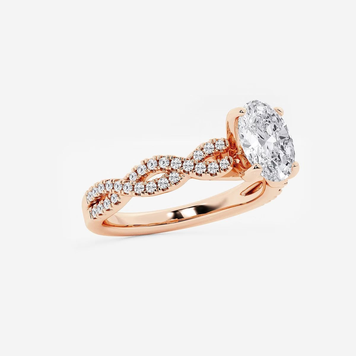 1.25 Ctw Oval Lab Grown Diamond Double Twist Engagement Ring