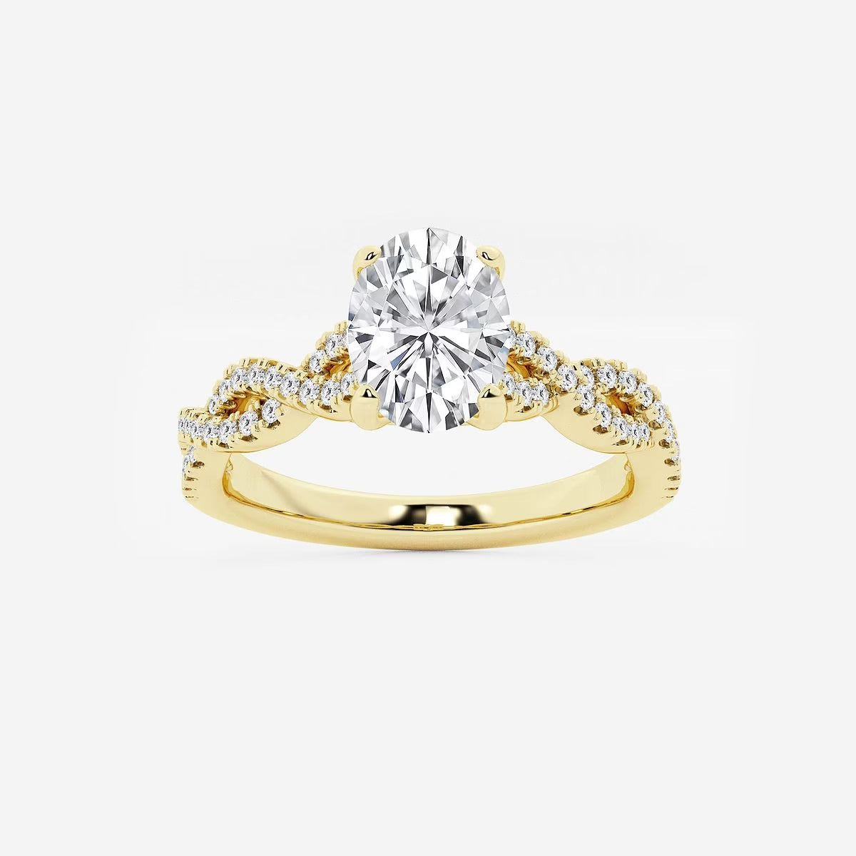 1.25 Ctw Oval Lab Grown Diamond Double Twist Engagement Ring