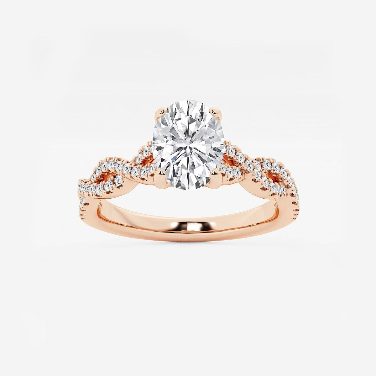 1.00 Ctw Oval Lab Grown Diamond Double Twist Engagement Ring