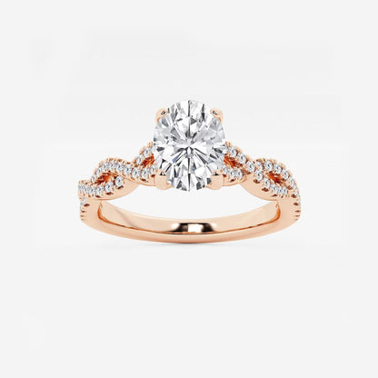 1.00 Ctw Oval Lab Grown Diamond Double Twist Engagement Ring