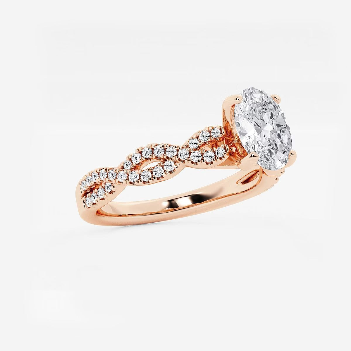 1.00 Ctw Oval Lab Grown Diamond Double Twist Engagement Ring